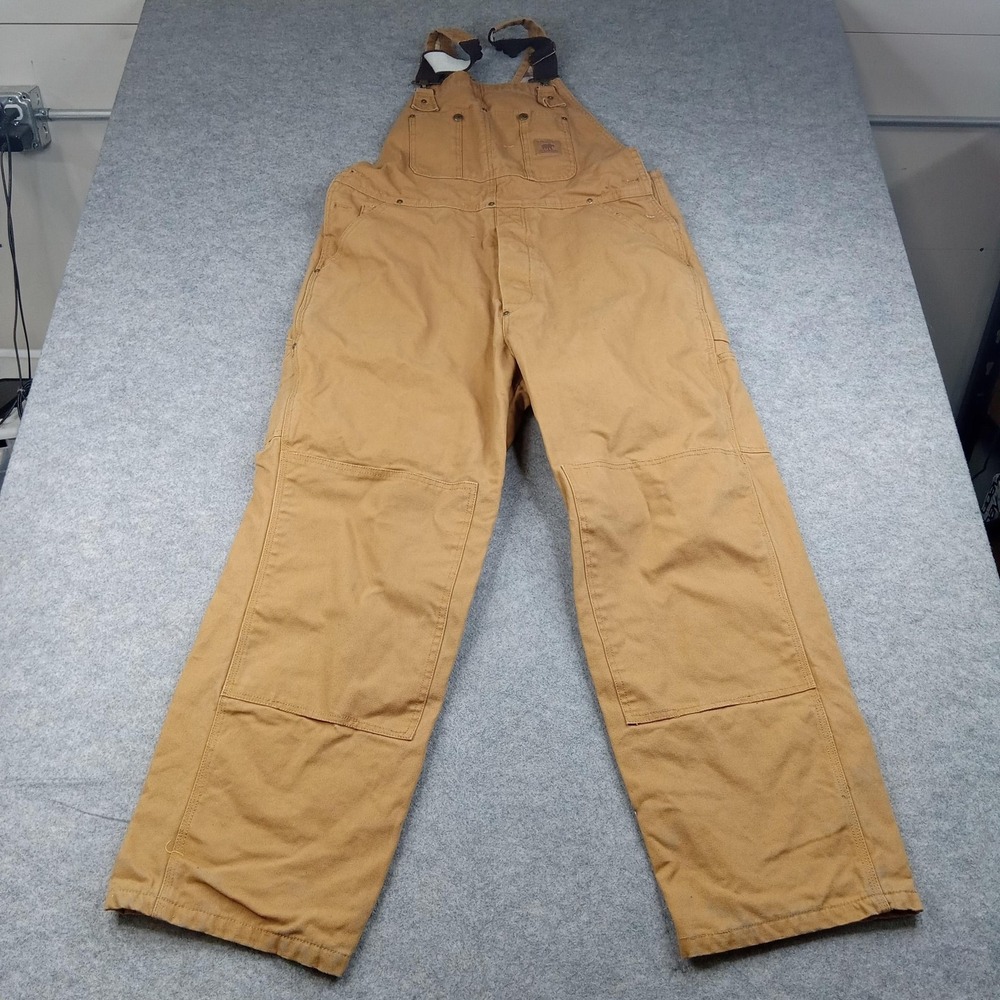 Bear River Workwear Overalls Mens 38x32 Brown Duck Canvas Bib Lined Construction